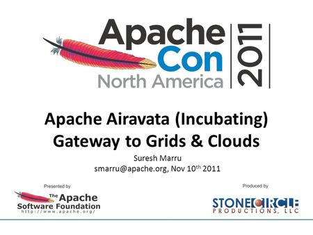 Apache Airavata (Incubating) Gateway to Grids & Clouds Suresh Marru Nov 10 th 2011.