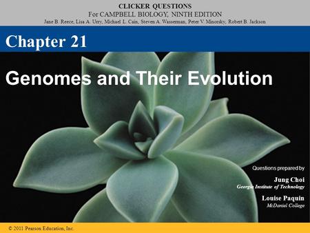 Click to edit Master title style Click to edit Master subtitle style CLICKER QUESTIONS For CAMPBELL BIOLOGY, NINTH EDITION Jane B. Reece, Lisa A. Urry,