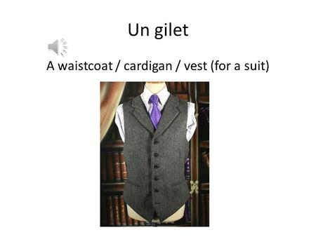 Un gilet A waistcoat / cardigan / vest (for a suit)