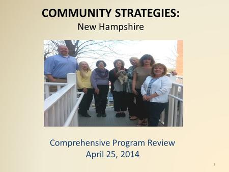 COMMUNITY STRATEGIES: New Hampshire Comprehensive Program Review April 25, 2014 1.