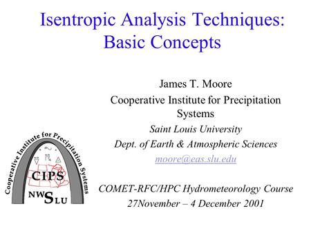 Isentropic Analysis Techniques: Basic Concepts