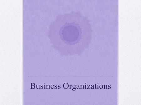 Business Organizations