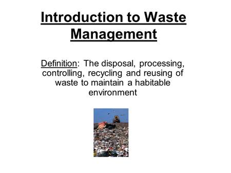 Introduction to Waste Management