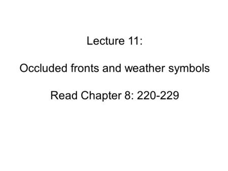 Occluded fronts and weather symbols