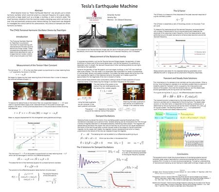 Sources: Van Baak, David. Torsional Oscillator Intructor's Manual. Vol. 1 and 2. Buffalo, NY: TeachSpin, 2008. Print. TO1-A. Image Sources: Photographer.