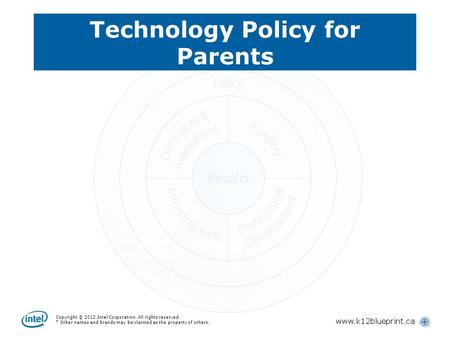 Copyright © 2012 Intel Corporation. All rights reserved. * Other names and brands may be claimed as the property of others. Technology Policy for Parents.