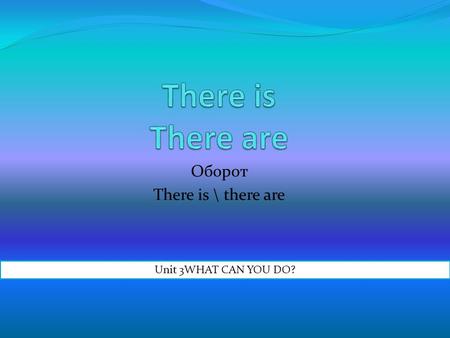 Оборот There is \ there are Unit 3WHAT CAN YOU DO?