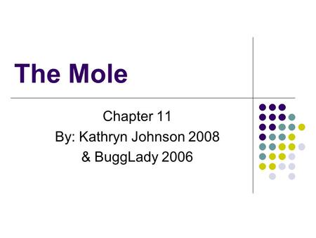 Chapter 11 By: Kathryn Johnson 2008 & BuggLady 2006