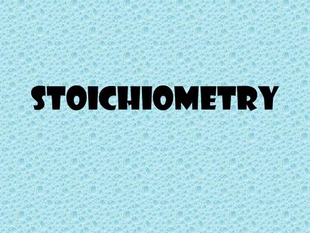 Stoichiometry The Mole - Study Questions