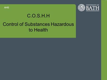 Control of Substances Hazardous to Health