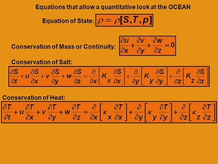 Equations that allow a quantitative look at the OCEAN