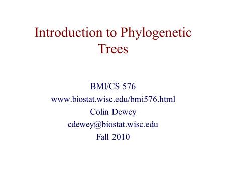 Introduction to Phylogenetic Trees