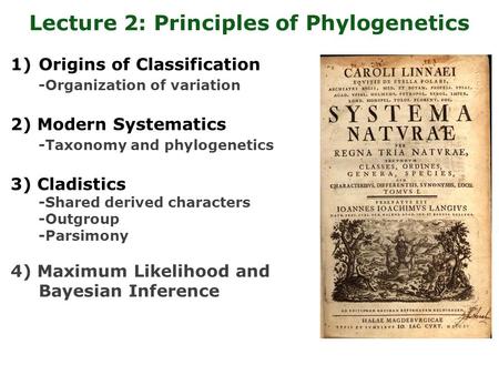 Lecture 2: Principles of Phylogenetics