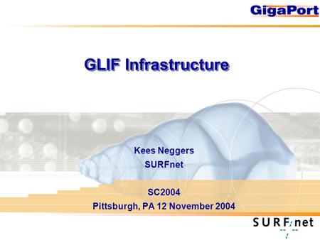 GLIF Infrastructure Kees Neggers SURFnet SC2004 Pittsburgh, PA 12 November 2004.