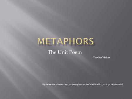 The Unit Poem TeacherVision