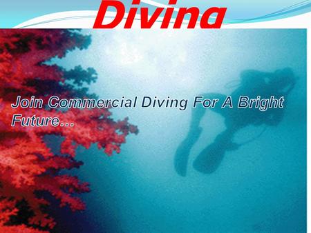 Commercial Diving. 1. Commercial diving will expand your career achievements 2.Gain experience of work all over the world 3.Job opportunity within.