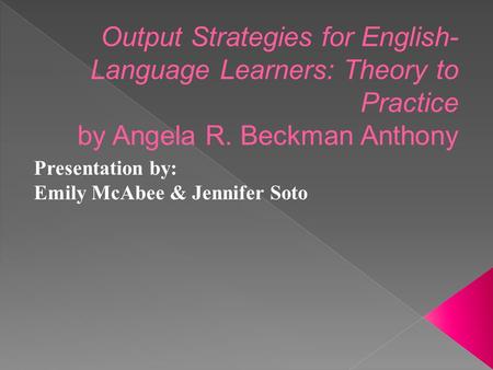 INPUT Definition of Input Importance of Input Influences native language acquisition as well as second-language acquisition Use of syntactically complex.