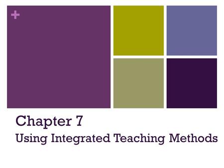 + Chapter 7 Using Integrated Teaching Methods. + Integrated Teaching Methods Combining direct and indirect delivery of instruction Encourages self-directed.