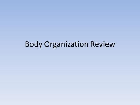 Body Organization Review