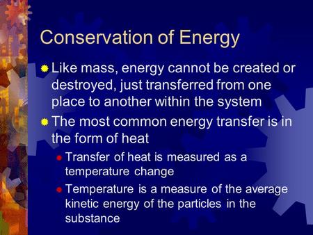 Conservation of Energy