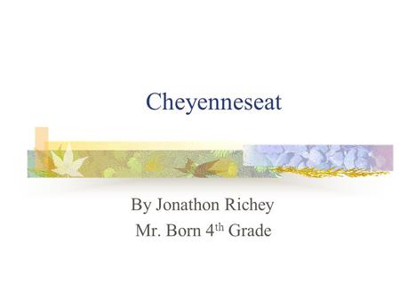 Cheyenneseat By Jonathon Richey Mr. Born 4 th Grade.