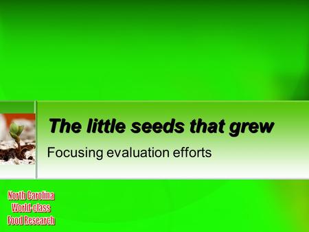 The little seeds that grew Focusing evaluation efforts.