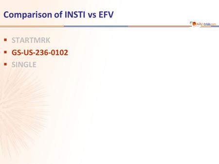 Comparison of INSTI vs EFV  STARTMRK  GS-US-236-0102  SINGLE.