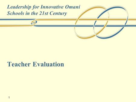 1 Teacher Evaluation Leadership for Innovative Omani Schools in the 21st Century.