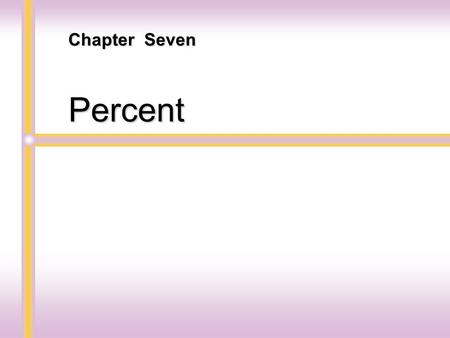 Percent Chapter Seven. Percents, Decimals, and Fractions Section 7.1.