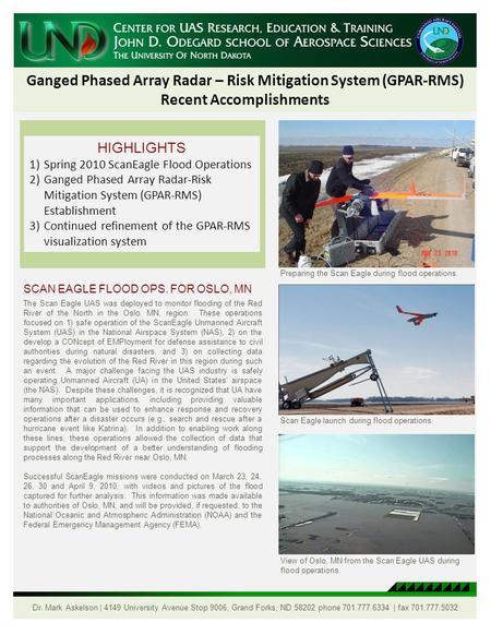 Dr. Mark Askelson | 4149 University Avenue Stop 9006, Grand Forks, ND 58202 phone 701.777.6334 | fax 701.777.5032 Ganged Phased Array Radar – Risk Mitigation.