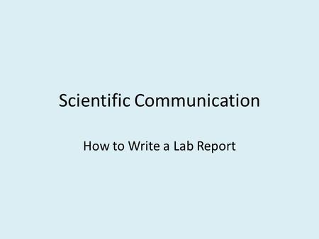 Scientific Communication