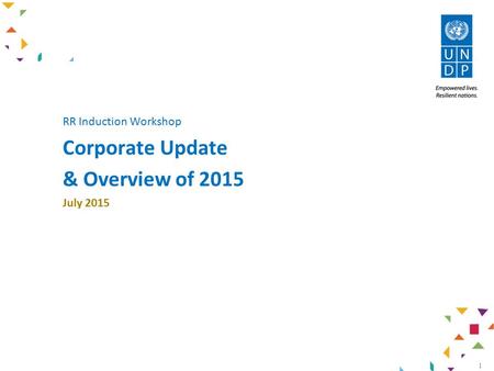 1 RR Induction Workshop Corporate Update & Overview of 2015 July 2015.