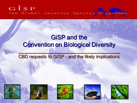 GiSP and the Convention on Biological Diversity ________________________________________ CBD requests to GISP - and the likely implications.