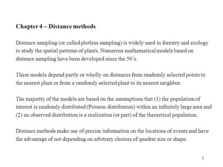 Chapter 4 – Distance methods