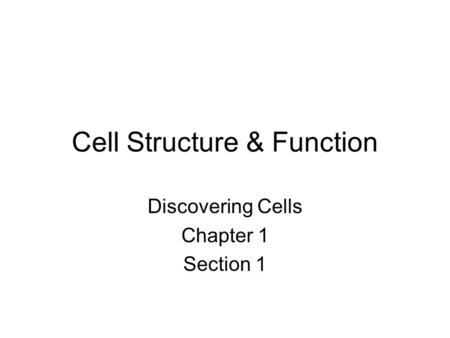 Cell Structure & Function