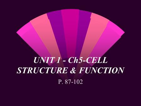 UNIT 1 - Ch5-CELL STRUCTURE & FUNCTION P. 87-102.