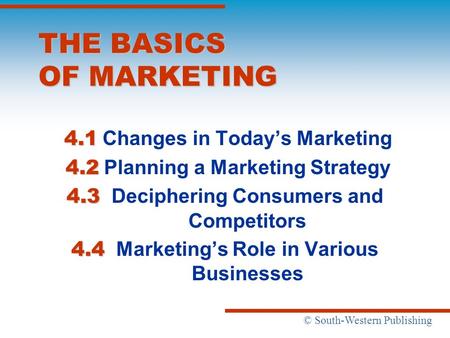 THE BASICS OF MARKETING