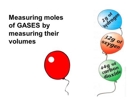 Measuring moles of GASES by measuring their volumes.