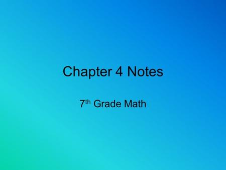 Chapter 4 Notes 7 th Grade Math Adding and Subtracting Fractions10/30 2. Find a common denominator 3. Add or subtract the numerators Steps 4. Keep the.