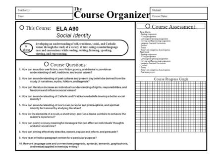 Teacher(s): Time: The Course Organizer Student: Course Dates: This Course: Course Progress Graph Course Questions: is about Course Assessment: 1. How can.