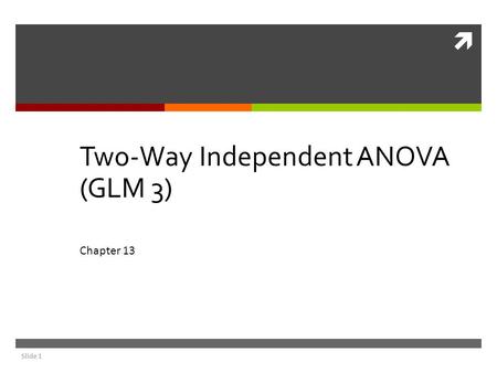  Slide 1 Two-Way Independent ANOVA (GLM 3) Chapter 13.