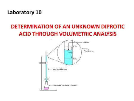 DETERMINATION OF AN UNKNOWN DIPROTIC ACID THROUGH VOLUMETRIC ANALYSIS