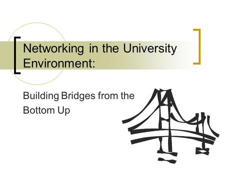 Networking in the University Environment: Building Bridges from the Bottom Up.