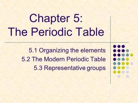 Chapter 5: The Periodic Table