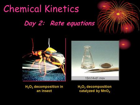 Chemical Kinetics H 2 O 2 decomposition in an insect H 2 O 2 decomposition catalyzed by MnO 2 Day 2: Rate equations.