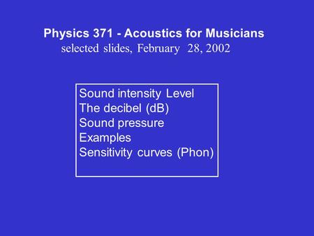 Physics Acoustics for Musicians