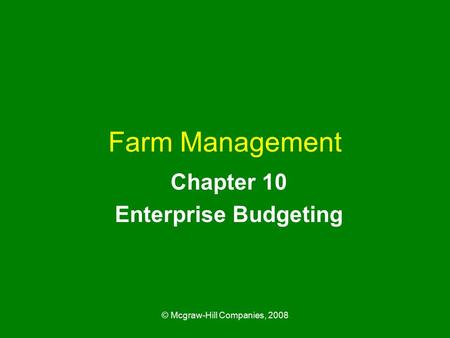 Chapter 10 Enterprise Budgeting