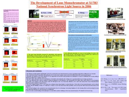 The Development of Laue Monochromator at X17B3 National Synchrotron Light Source in 2006 3. (111) diffraction intensities by severer of non-bending Si.