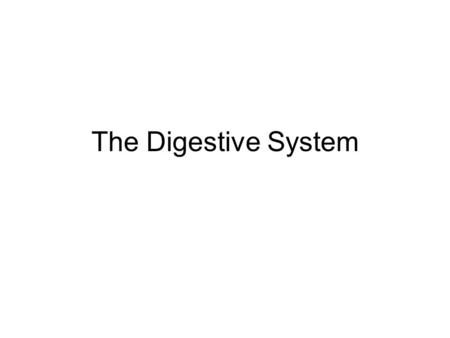 The Digestive System.