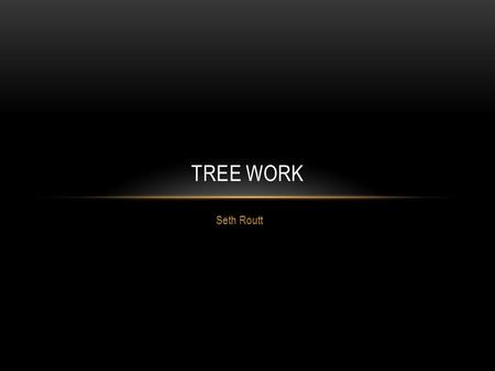 Seth Routt TREE WORK. PICTURES When you’re becoming a Tree worker you have to take many classes to become a licensed, and Certified Tree Worker. When.